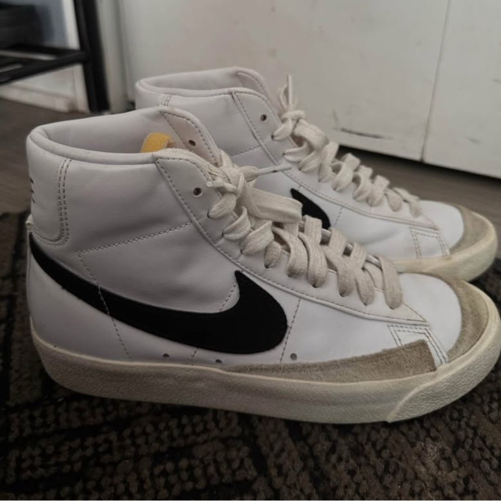 Nike White and Black High-Top Sneakers